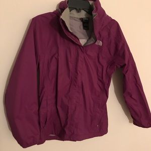 Purple North face rain jacket